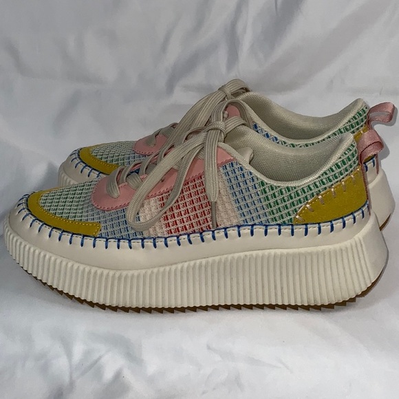 Nicole Miller Brita Multi Mixed Print Woven Color Platform Sneakers - Picture 4 of 11